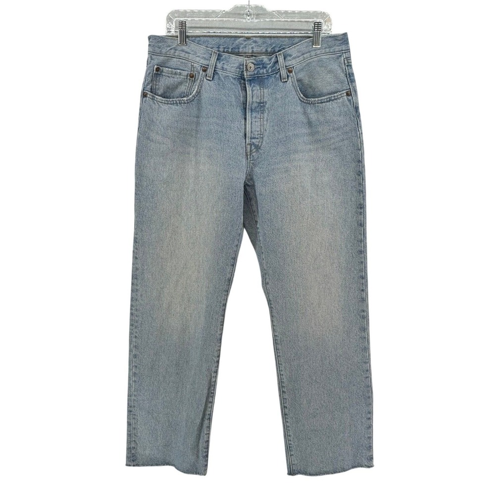 Levi's 501 Original Fit Jeans Mens 31x30 Light Wash Raw Hem Streetwear Denim